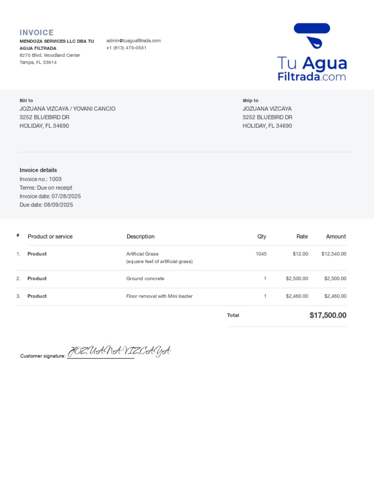 Invoice Document for Jozuana Vizcaya | PDF