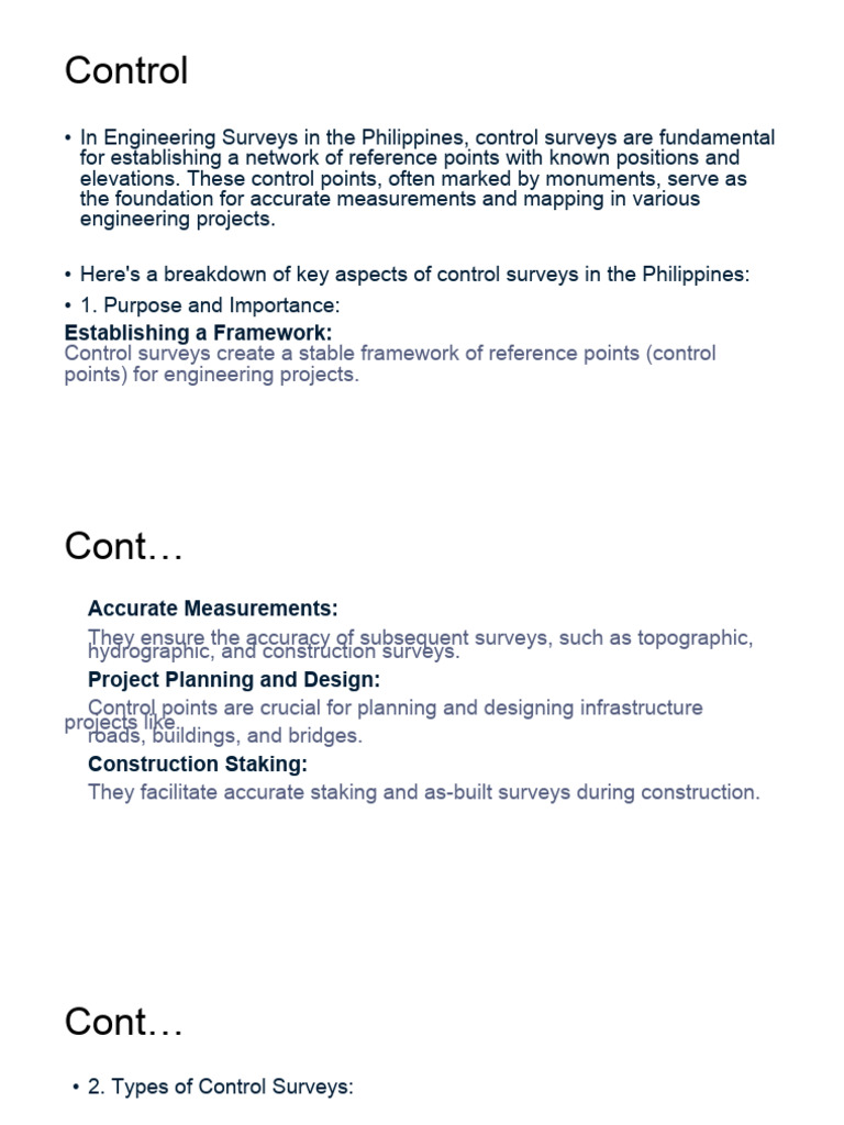 Control Surveys in Philippine Engineering | PDF | Surveying | Geodesy