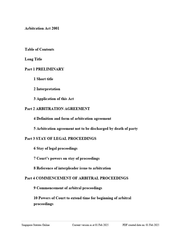 Arbitration Act 2001 Overview | PDF | Arbitral Tribunal | Arbitration