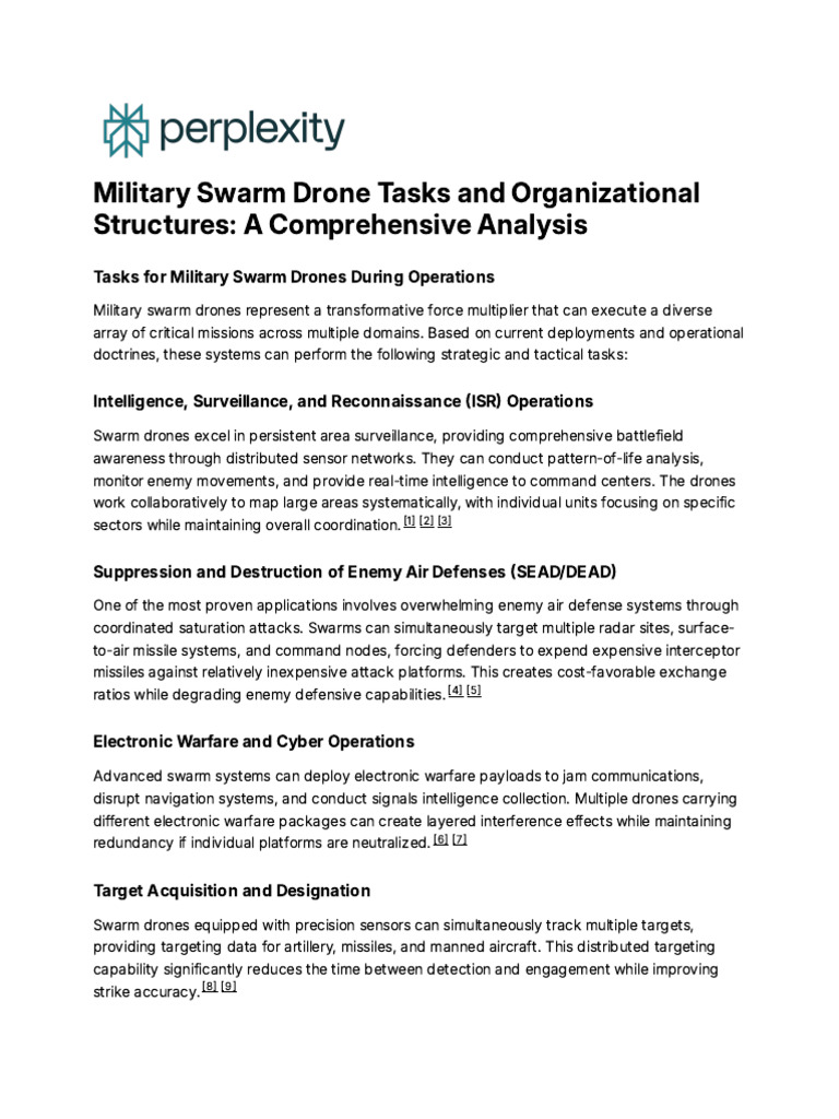 Military Swarm Drones: Strategic Applications | PDF | Unmanned Aerial ...