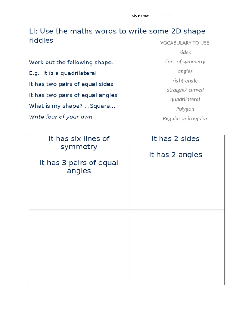 2D Shape Riddles | PDF