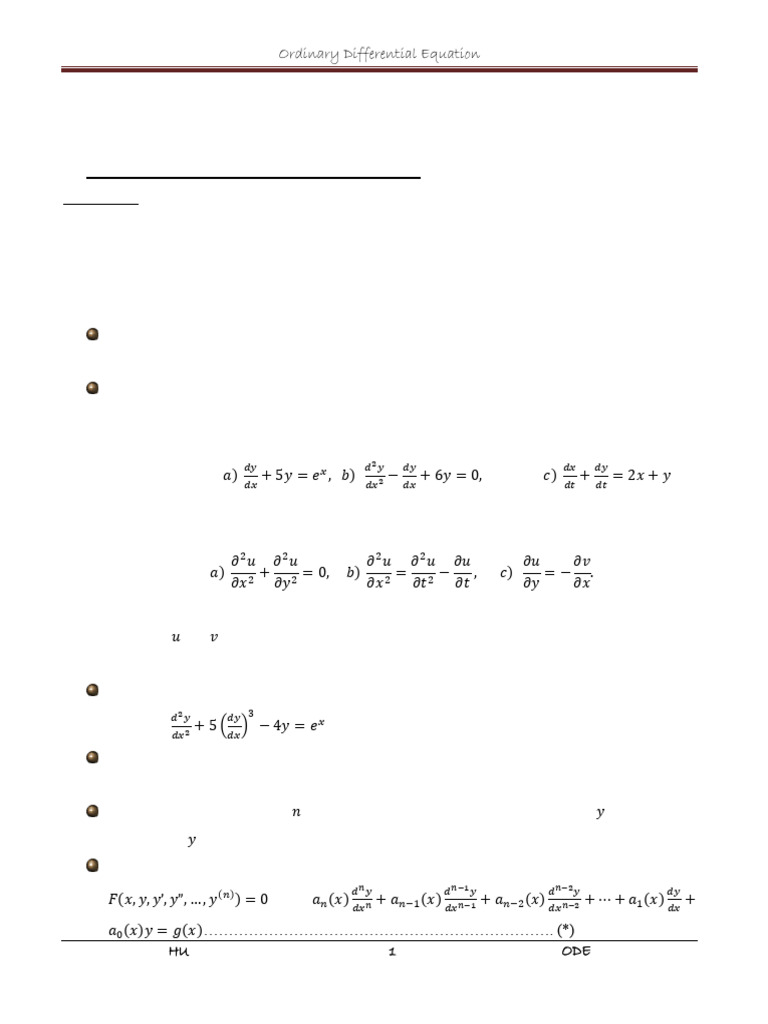 ODE Lecture Notes UPDATED | PDF | Ordinary Differential Equation ...