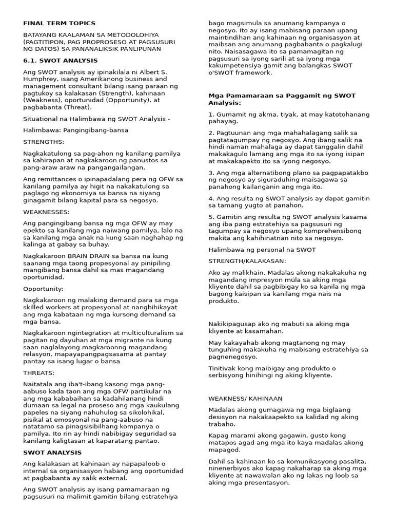 Fildis Final Term Topics | PDF