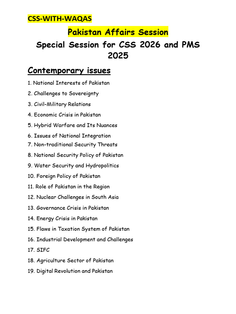 CSS 2026 & PMS 2025: Key Issues in Pakistan | PDF
