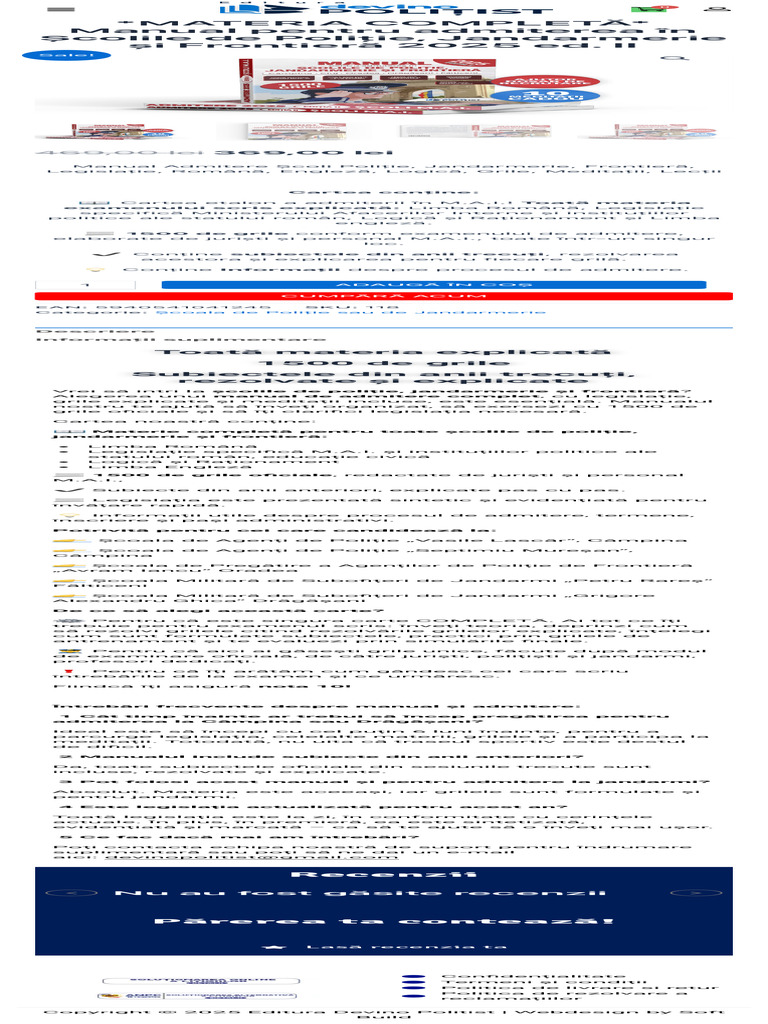 MATERIA COMPLETĂ Manual Pentru Admiterea În Școlile de Poliție ...