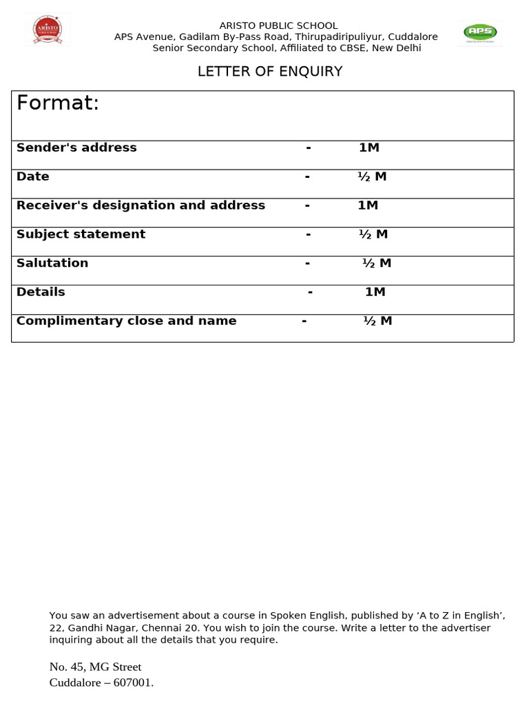 Inquiry About Spoken English Course | PDF