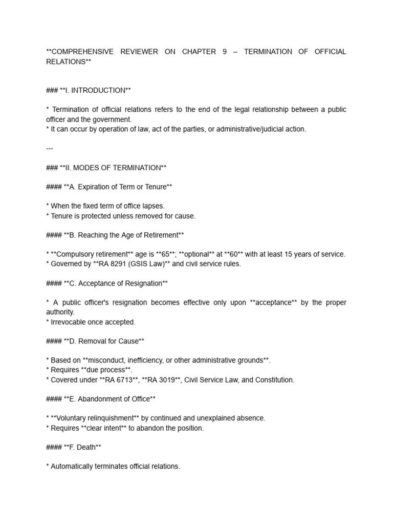 Termination of Official Relations Guide | PDF | Crimes | Crime & Violence