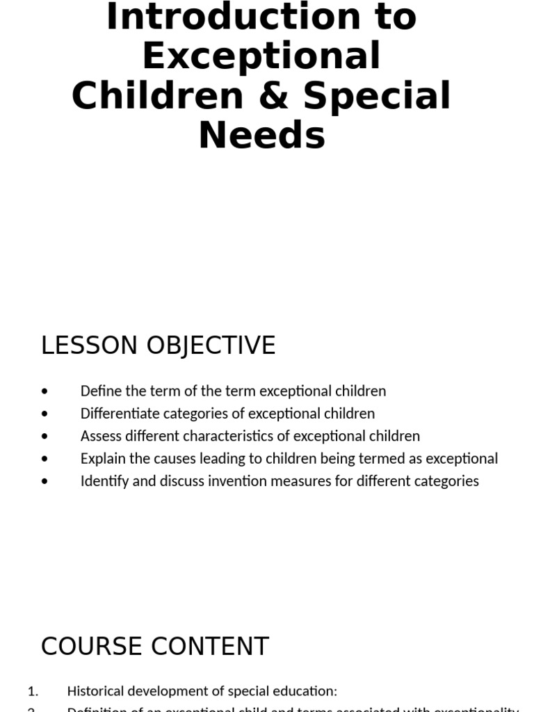 Introduction To Exceptional Children & Special Needs | PDF | Special ...