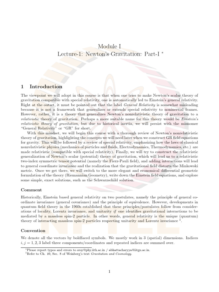 Newton's Gravitation and General Relativity | PDF | General Relativity ...