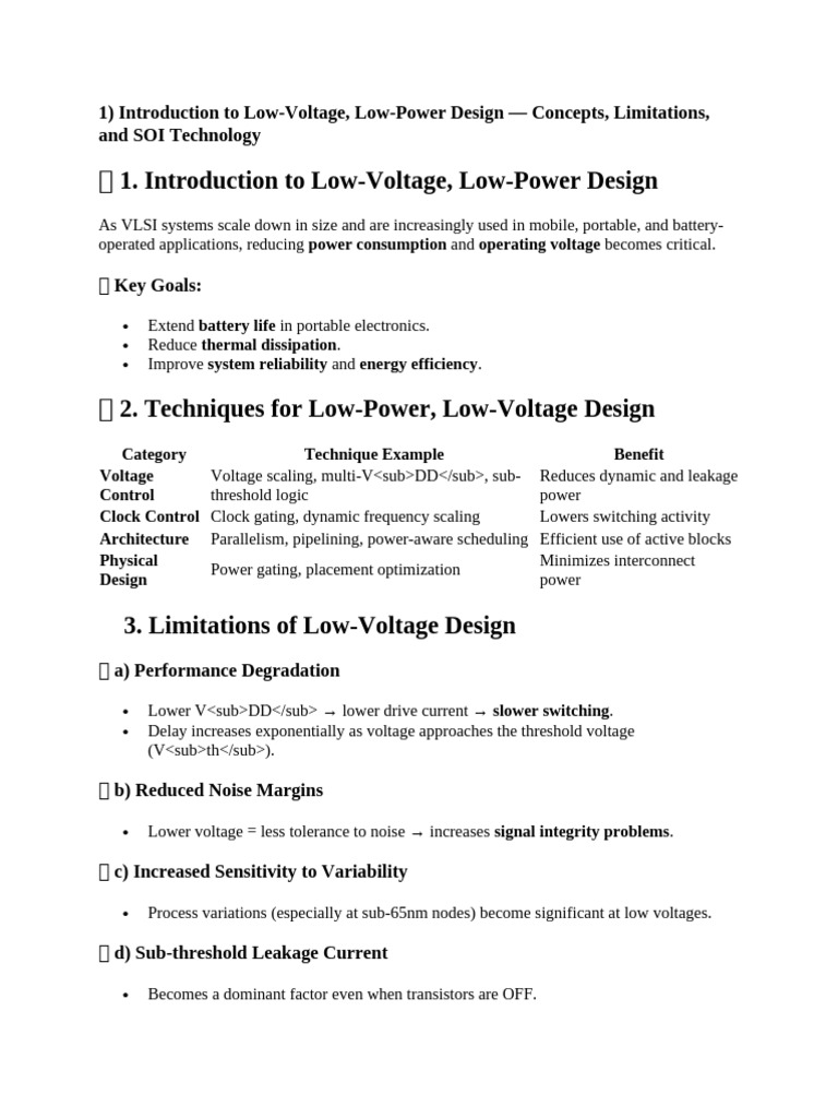 Low-Power VLSI Design Techniques | PDF | Cmos | Bipolar Junction Transistor