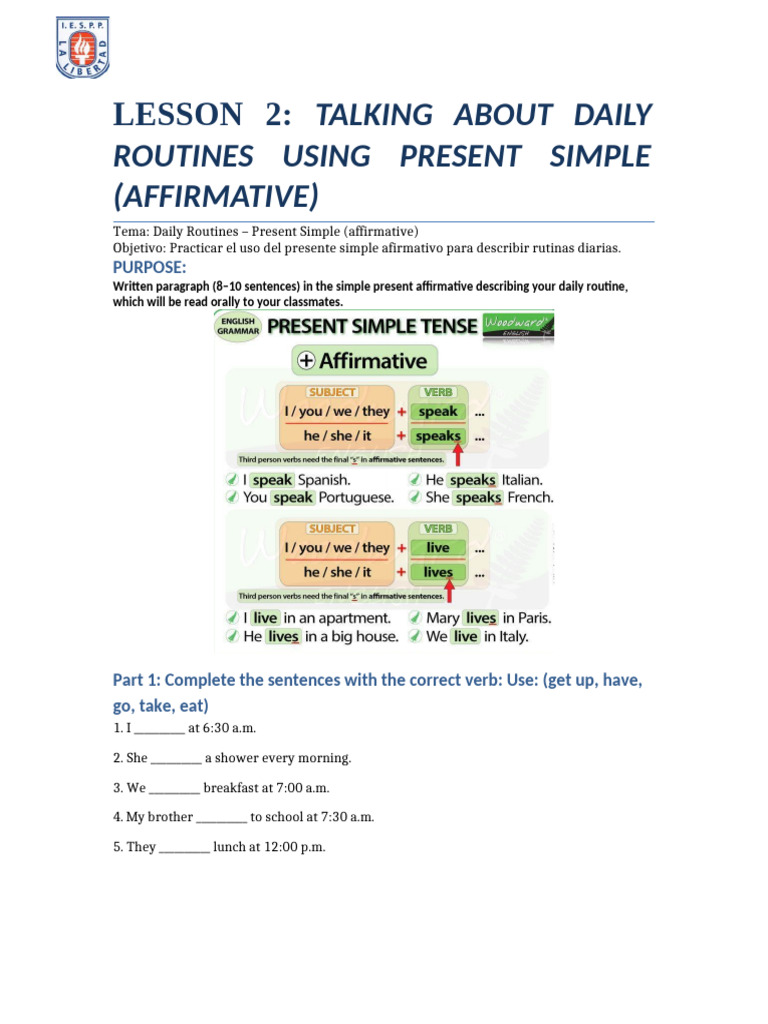 Daily Routines in Present Simple | PDF | Chess Theory | Chess