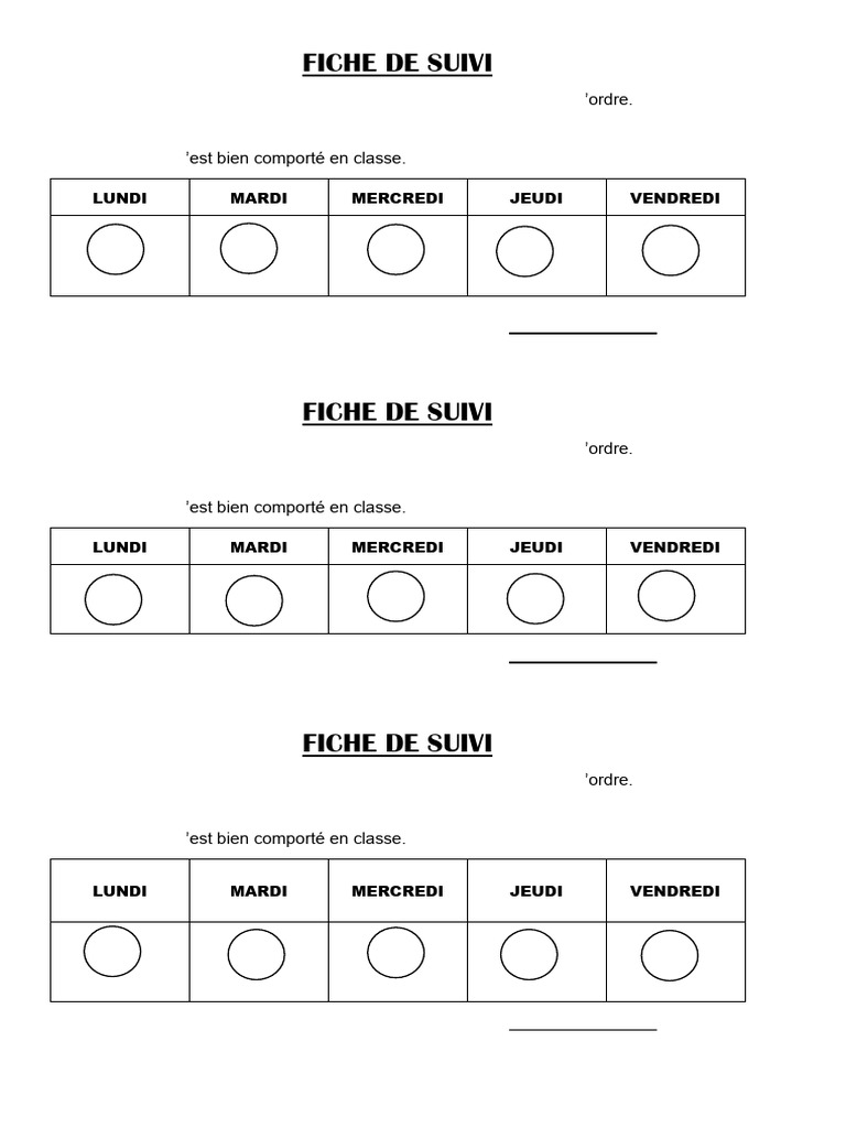 Suivi du comportement en classe | PDF