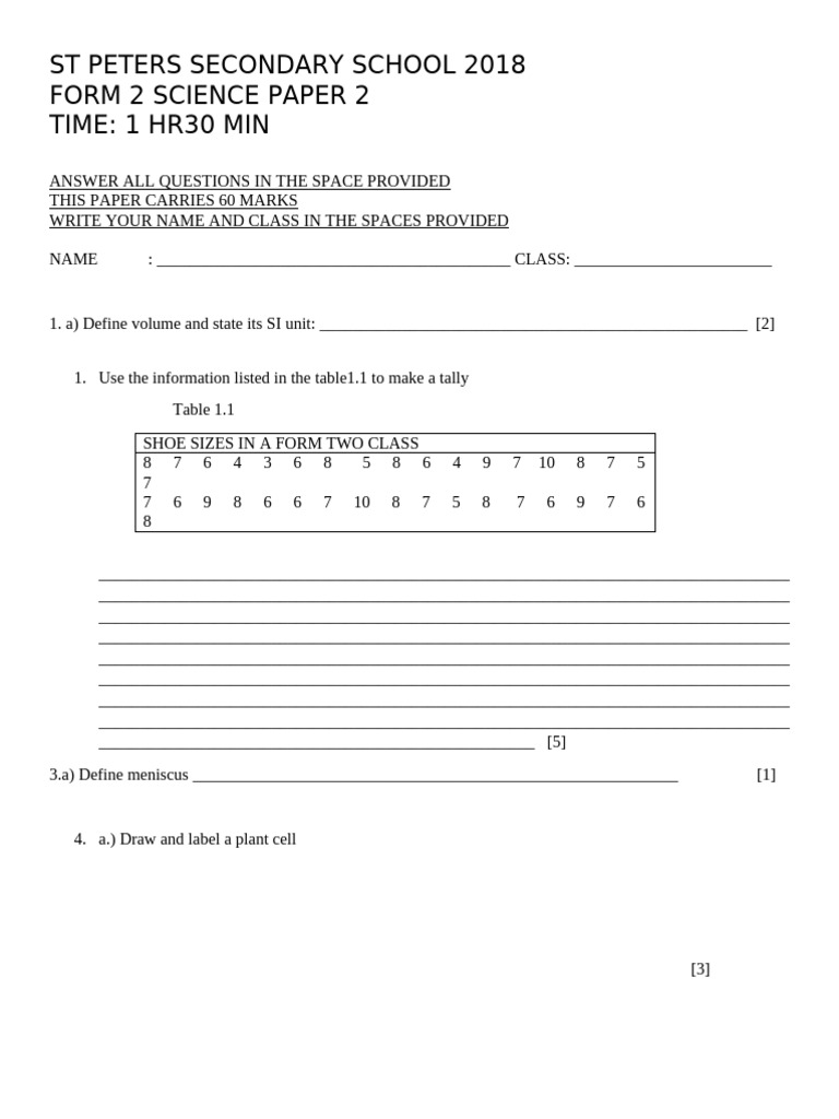 Combined Scie f2 Paper 2 End of Year | PDF
