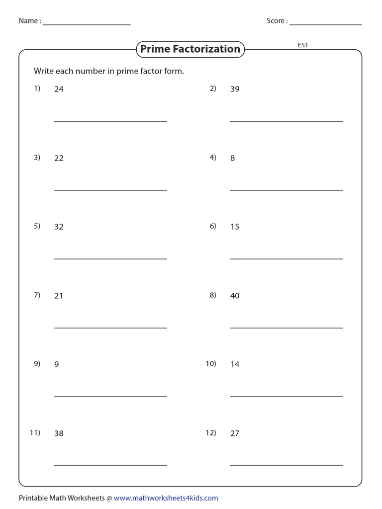 Prime Factorization Worksheets for Students | PDF