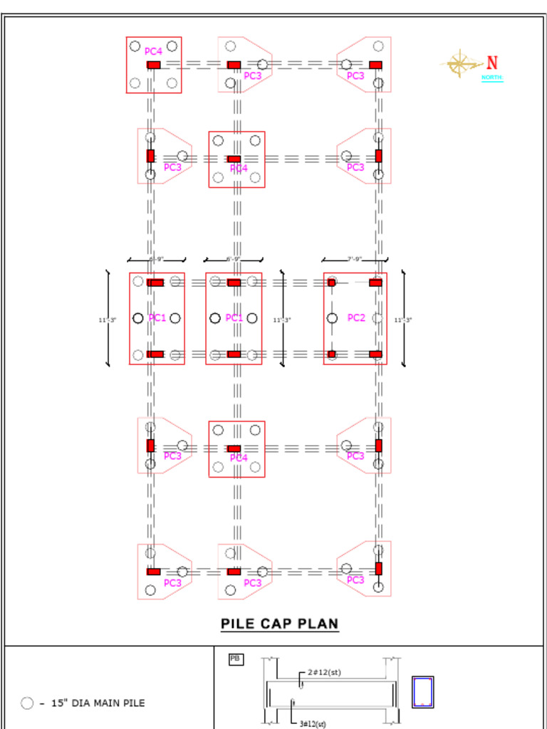 Pile Cap Plan and Plinth Beam Detail | PDF