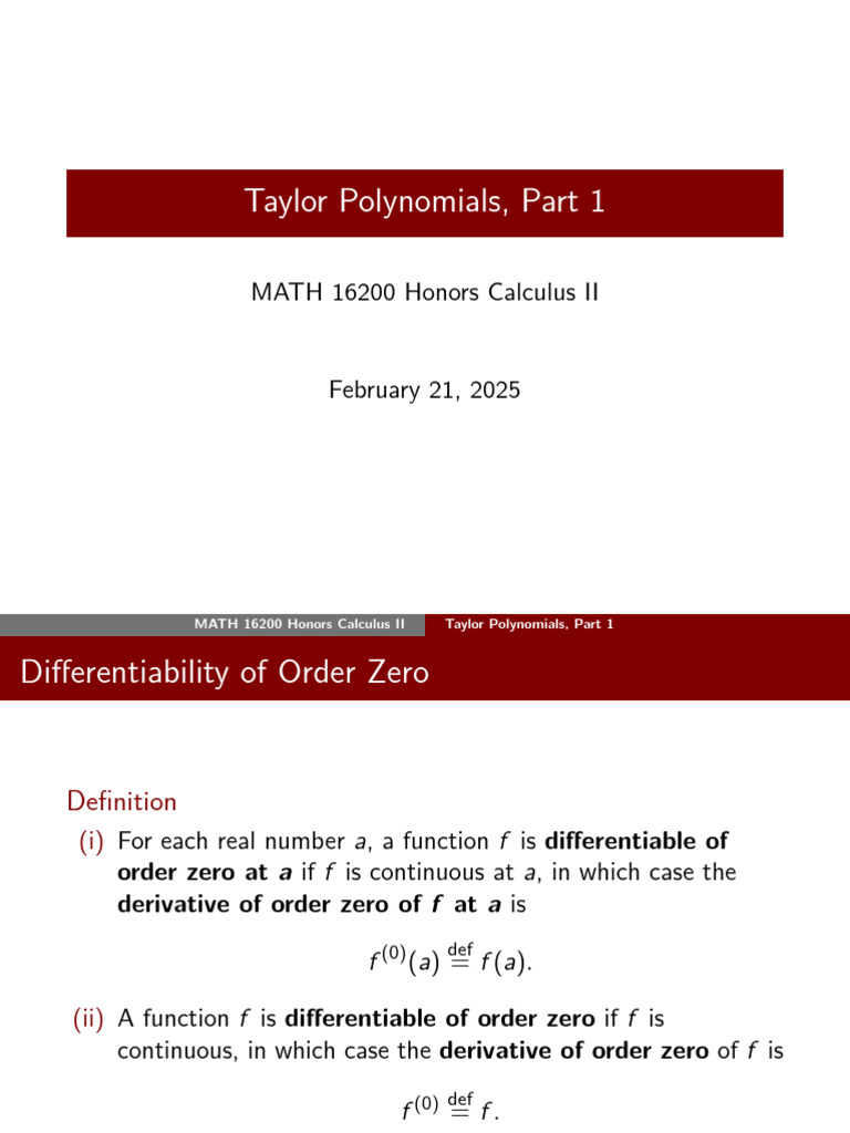 Taylor Polynomials, Part 1 | PDF | Polynomial | Function (Mathematics)