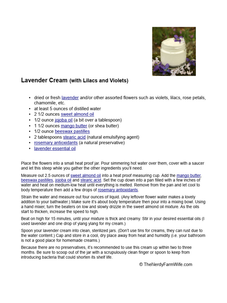 Lavender Cream | PDF
