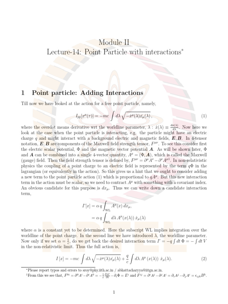 Point Particle With Interactions | PDF | Special Relativity | Physical ...