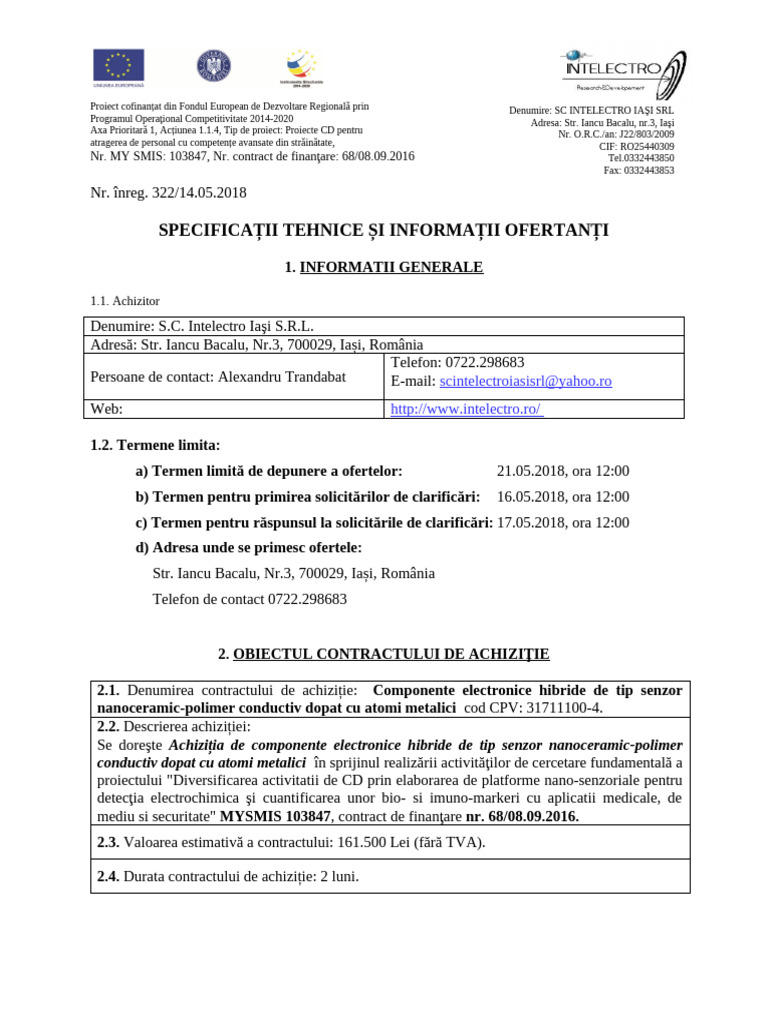 5 Specificatii Tehnice Si Informatii Ofertanti Materiale Nanoceramice | PDF