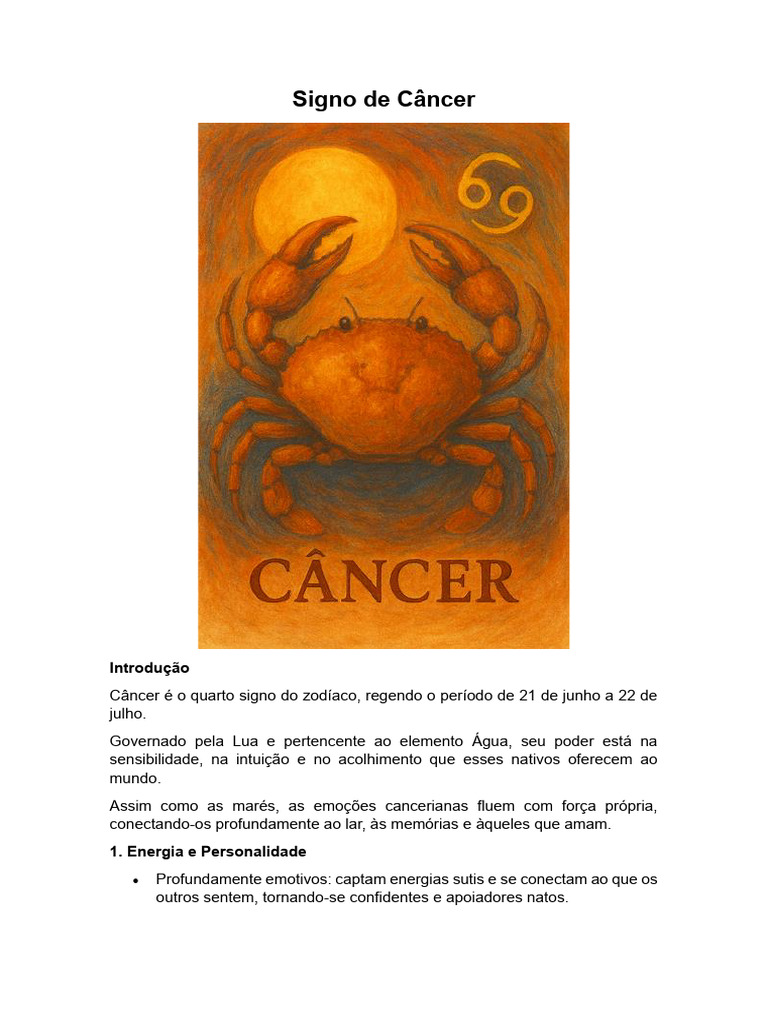 Personalidade do Signo de Câncer | PDF | Lua | Signo do zodíaco