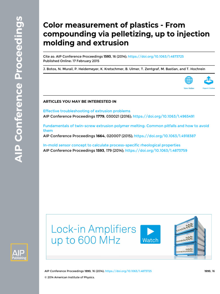 Inline Color Measurement in Plastics | PDF | Color