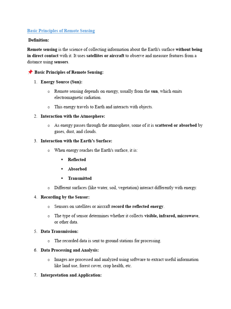 Principles of Remote Sensing Explained | PDF | Infrared | Remote Sensing