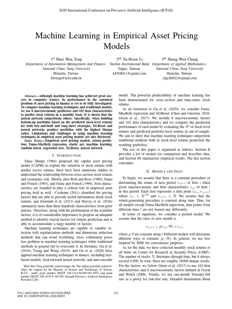 Machine Learning in Asset Pricing Models | PDF | Machine Learning ...