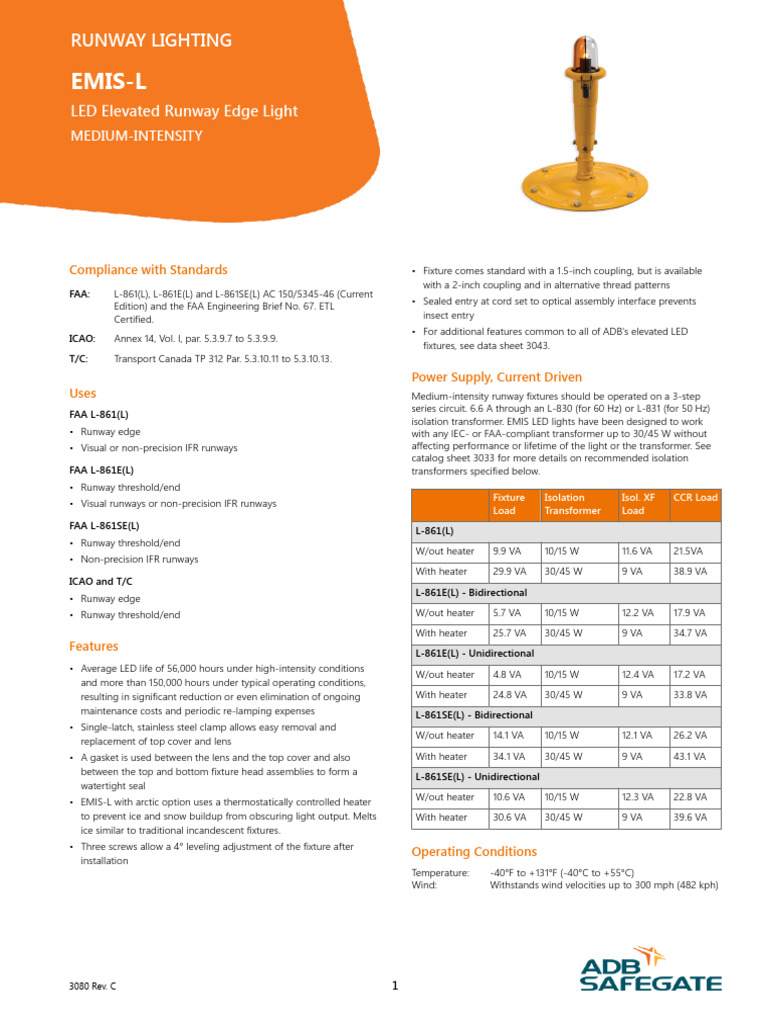 EMIS-L LED Runway Edge Light Specs | PDF | Electrical Engineering ...