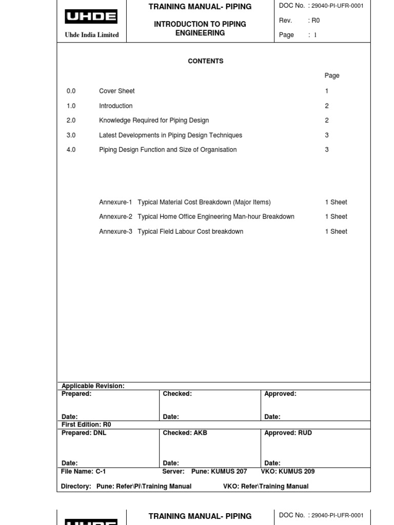 C-1 Introduction To Piping Engineering | PDF | Engineering | Design