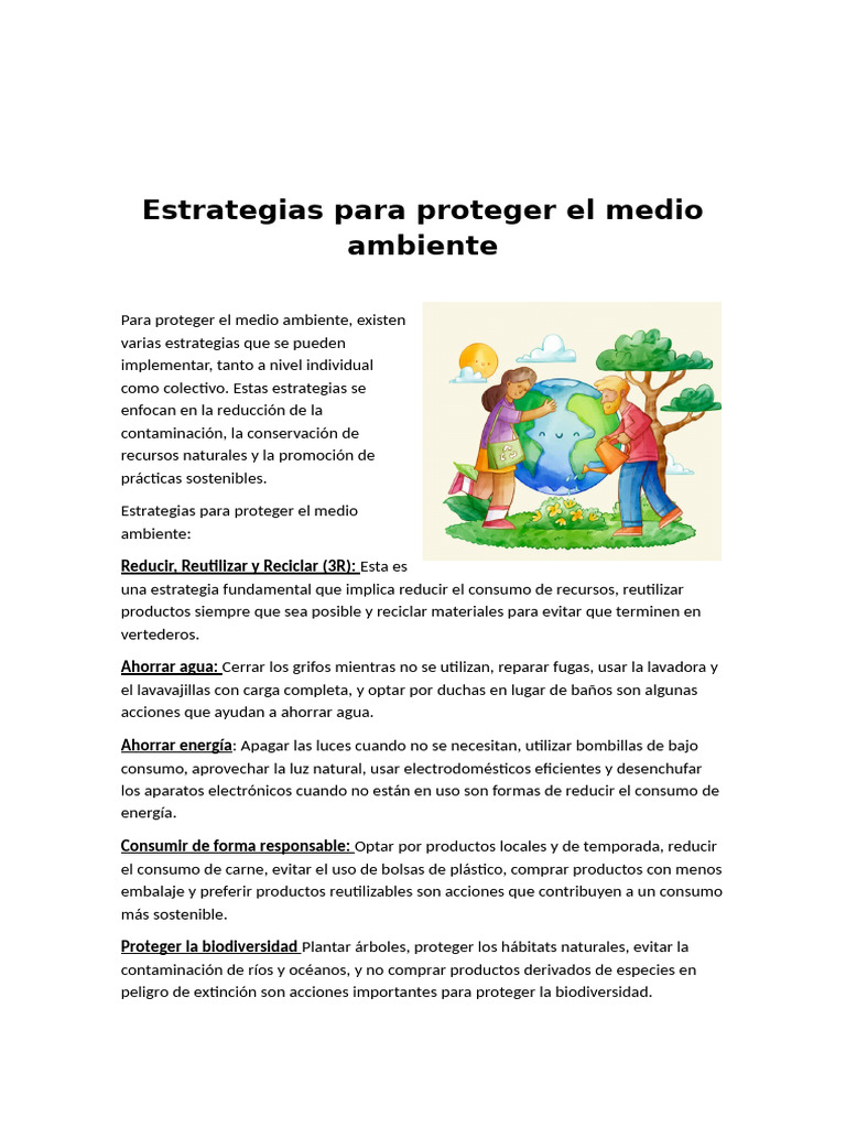 Estrategias para Proteger el Medio Ambiente | PDF | Residuos | Reciclaje