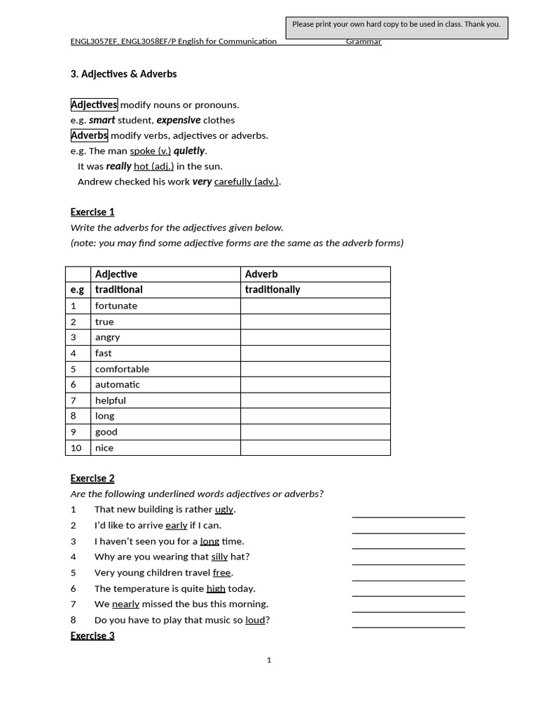 Adjectives and Adverbs in English Grammar | PDF | Adverb | Adjective