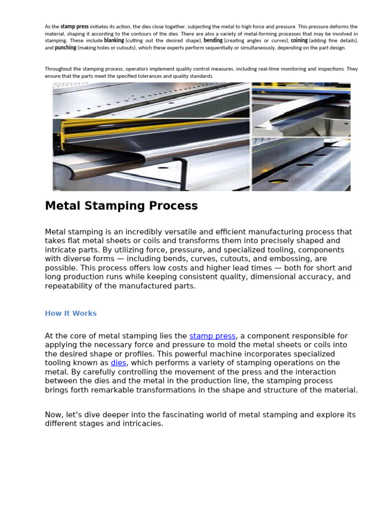 Metal Stamping Process Overview | PDF