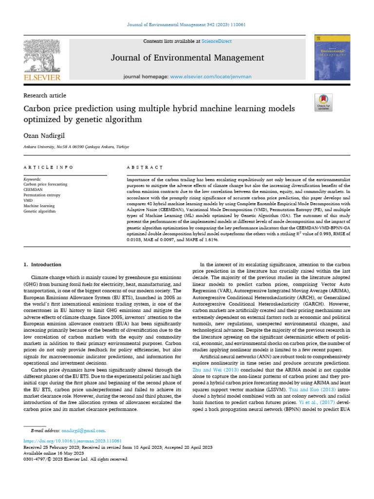 Hybrid ML Models for Carbon Price Prediction | PDF | Machine Learning ...