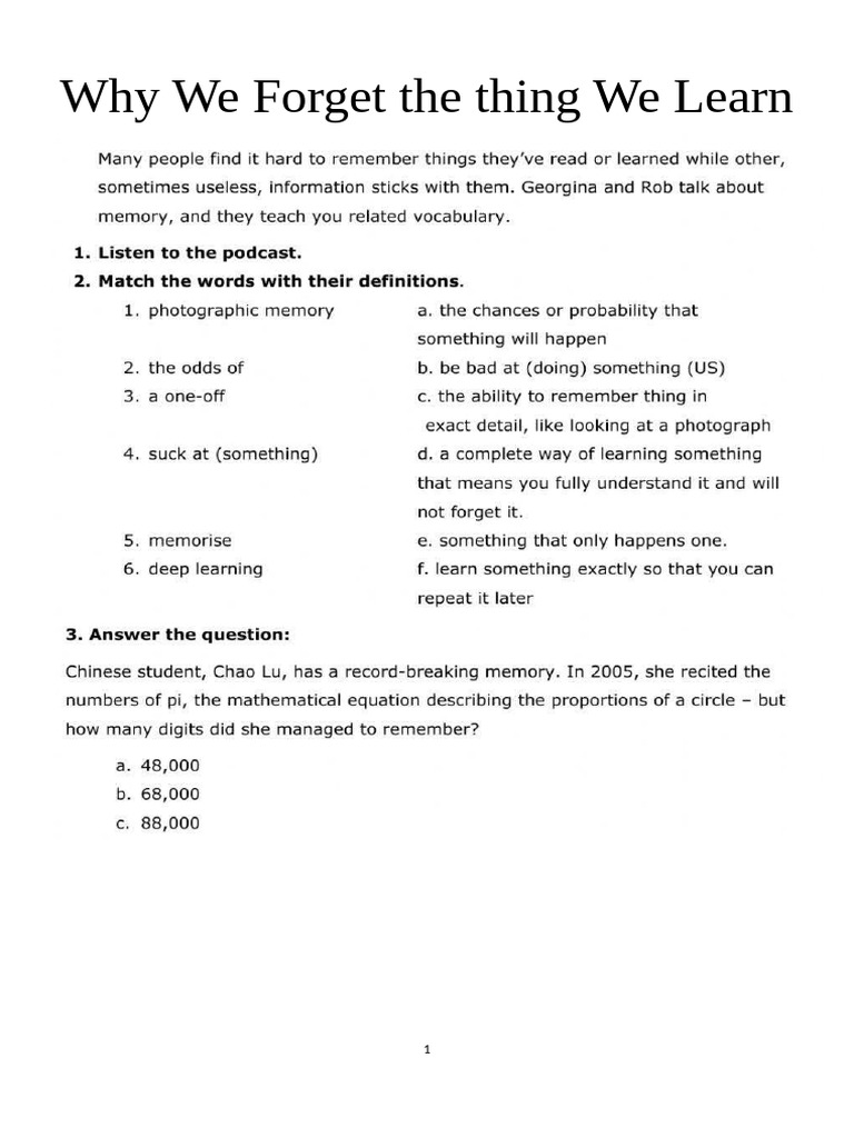 Understanding Memory and Forgetting | PDF | Recall (Memory) | Memory