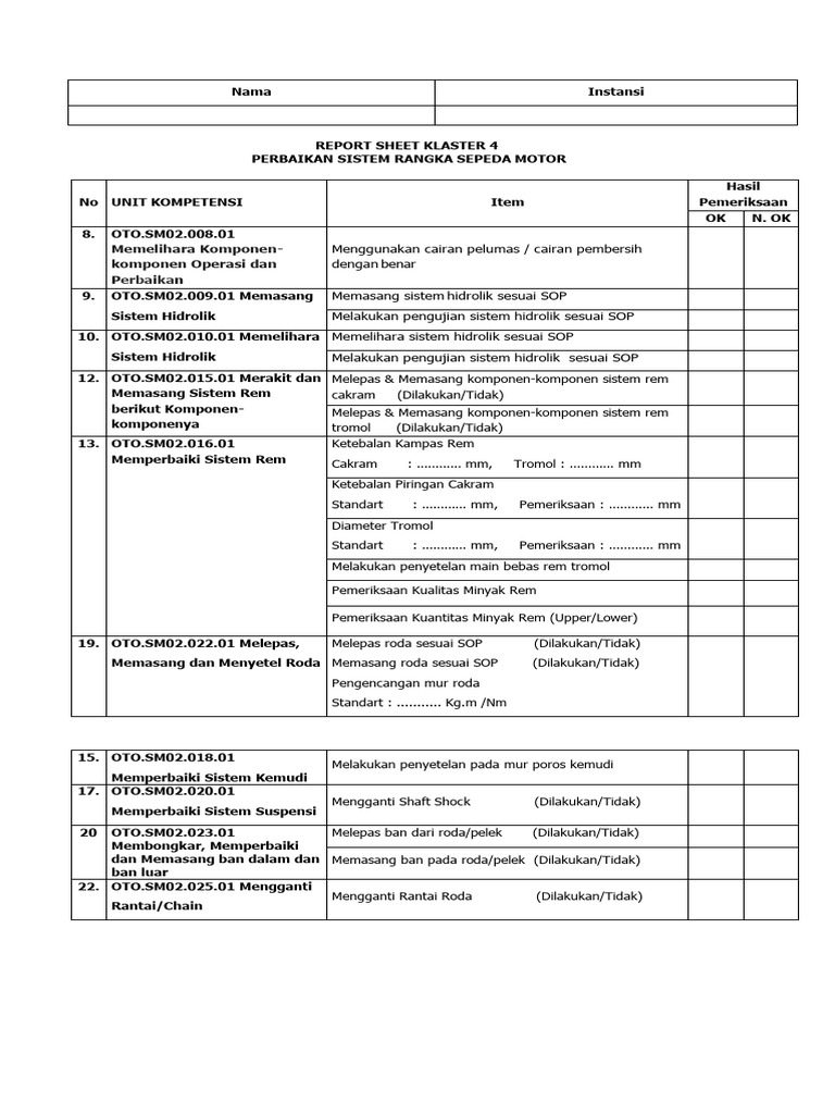 Report Sheet Klaster 4 | PDF