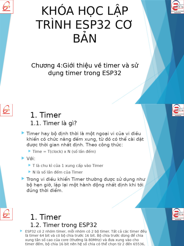 Chương 4 - Giới thiệu về timer và sử dụng timer trong ESP32 | PDF