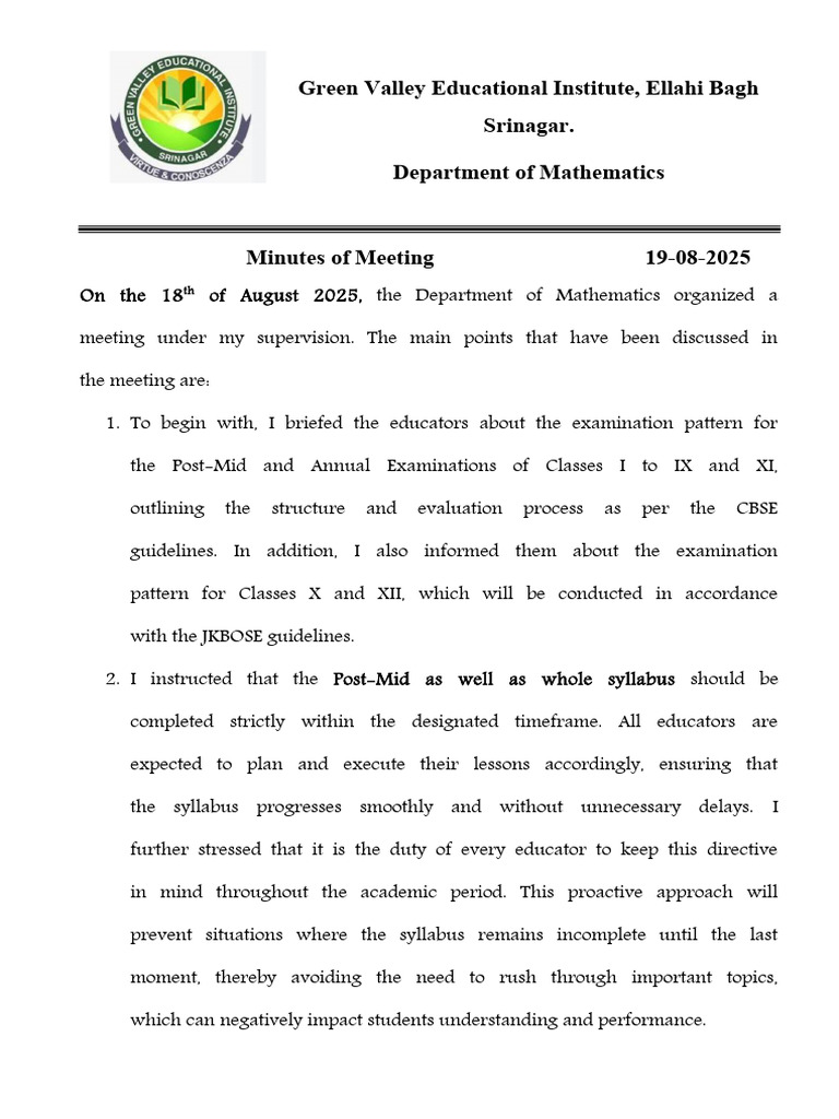 7 Minutes of Meeting | PDF | Learning | Behavior Modification