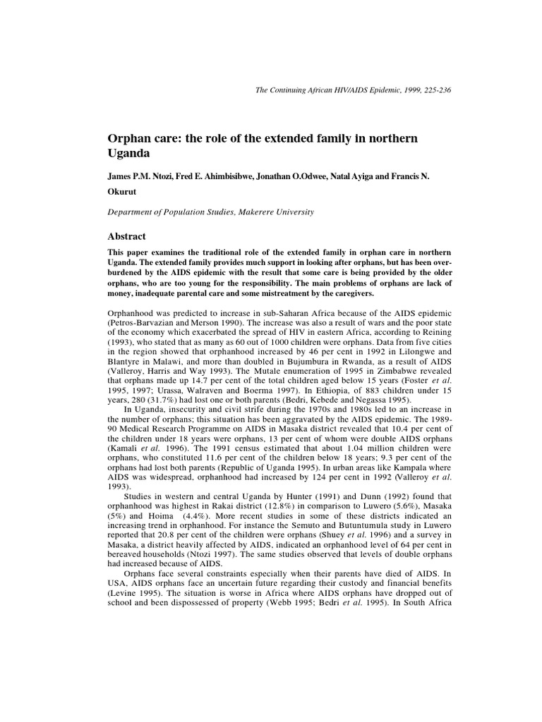 Orphan Care The Role of The Extended Fam | PDF | Hiv/Aids In Africa ...