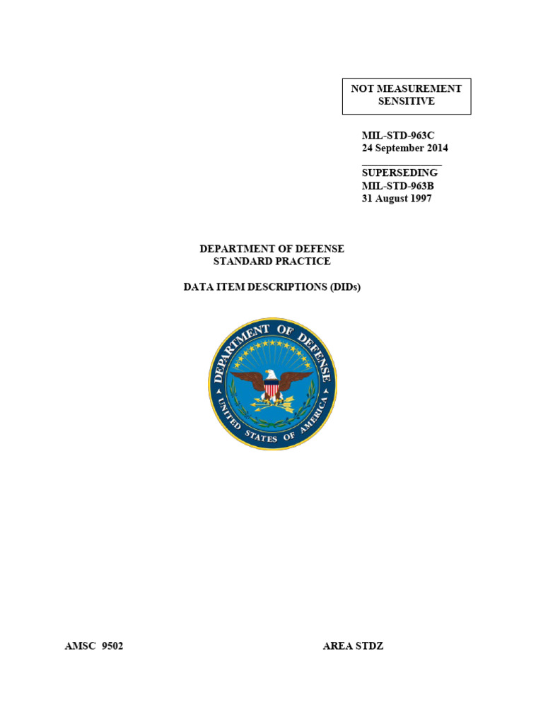 MIL-STD-963C Data Item Descriptions Guide | PDF