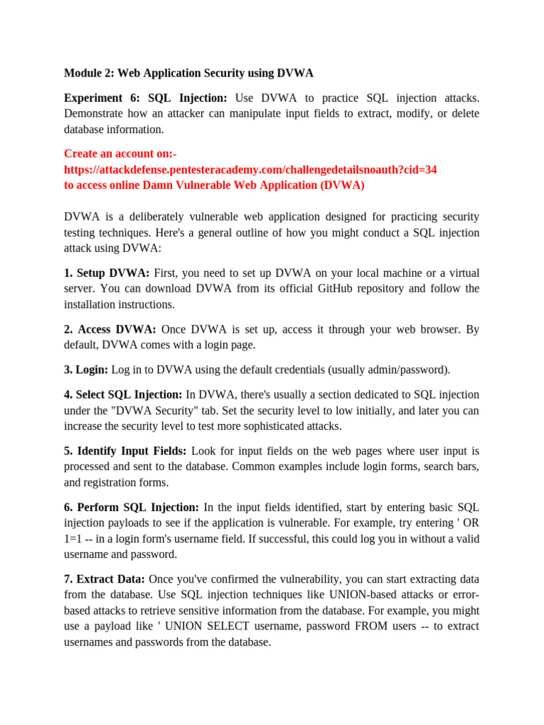 SQL Injection Practice with DVWA | PDF | Computer Security | Security