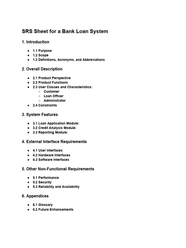 Bank Loan System SRS Document | PDF