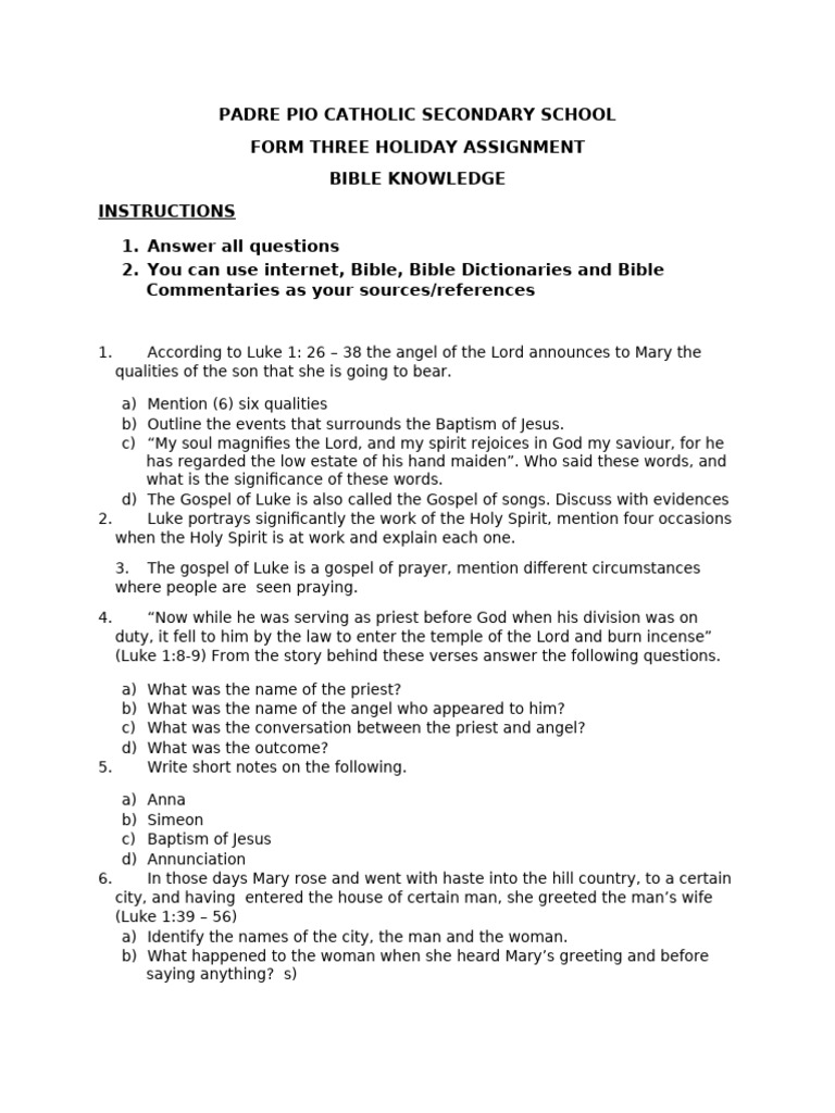 Bible Assignment FM 3 | PDF | Jesus | New Testament Content