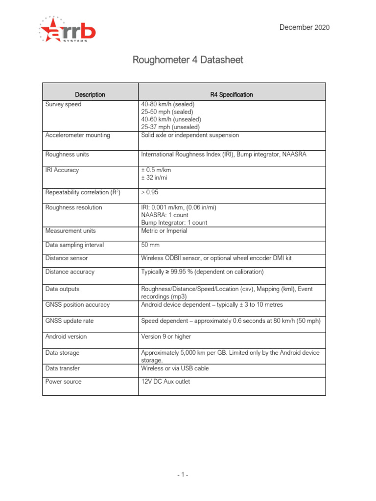 Roughometer 4 Datasheet Overview | PDF