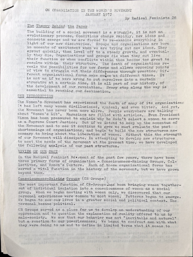 On Organization by The Women's Movement | PDF | Political Science ...