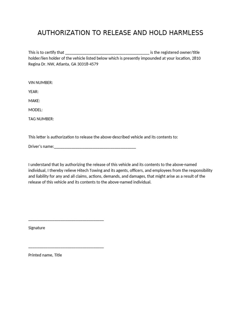 Sample Hold Harmless | PDF