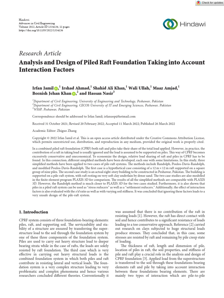 Piled Raft Foundation Design Analysis | PDF | Finite Element Method ...