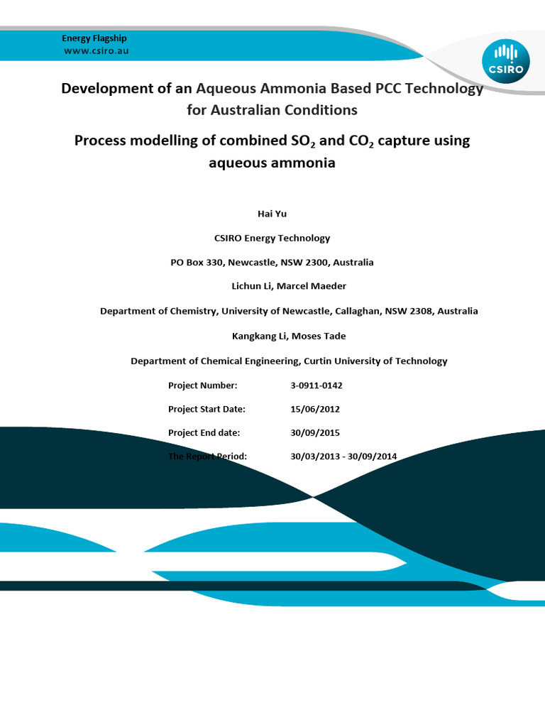 Process Modelling Combined So2 Co2 Capture Using Aqueous Ammonia | PDF ...