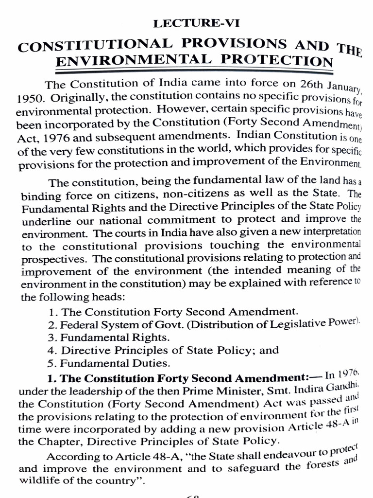 Constitutional Provisions for Environmental Protection | PDF ...