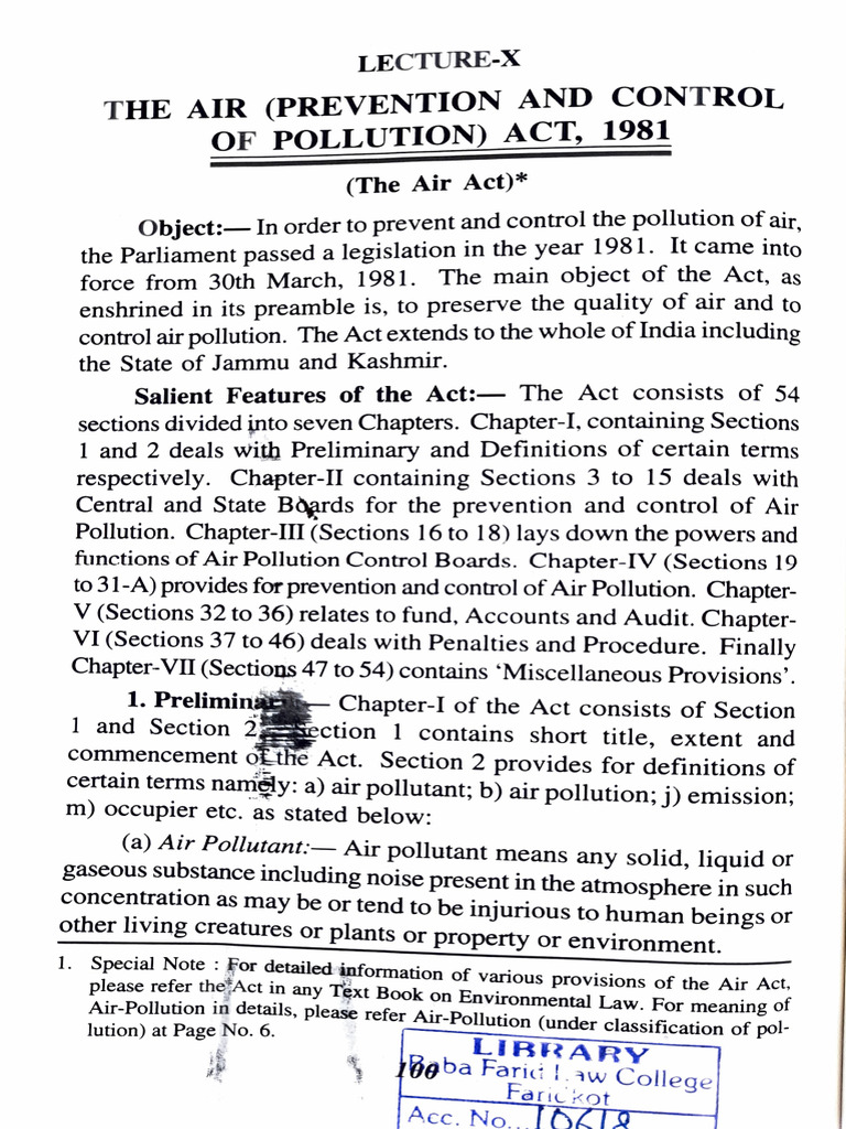 Air (Prevention and Control) Act 1981 | PDF