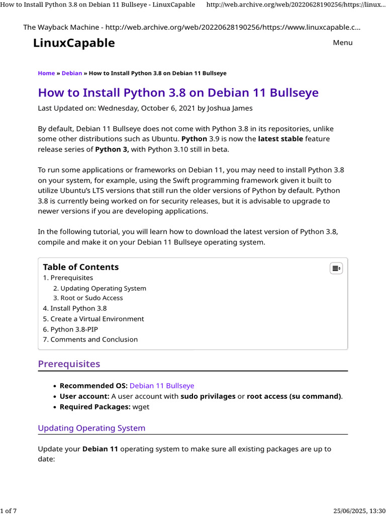 How to Install Python 3.8 on Debian 11 Bullseye - LinuxCapable | PDF ...